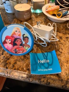 Amazon Echo Pop Kids Disney Princess Blue Portable Speaker
